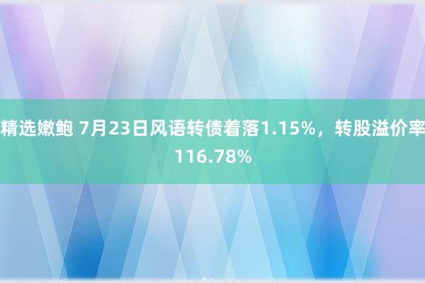 精选嫩鲍 7月23日风语转债着落1.15%，转股溢价率116.78%