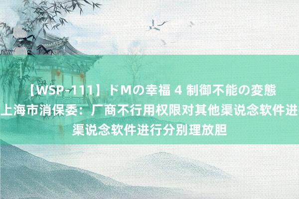 【WSP-111】ドMの幸福 4 制御不能の変態ボディ4時間 上海市消保委：厂商不行用权限对其他渠说念软件进行分别理放胆