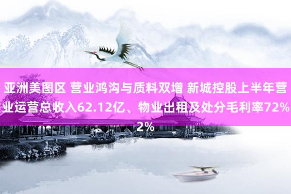 亚洲美图区 营业鸿沟与质料双增 新城控股上半年营业运营总收入62.12亿、物业出租及处分毛利率72%